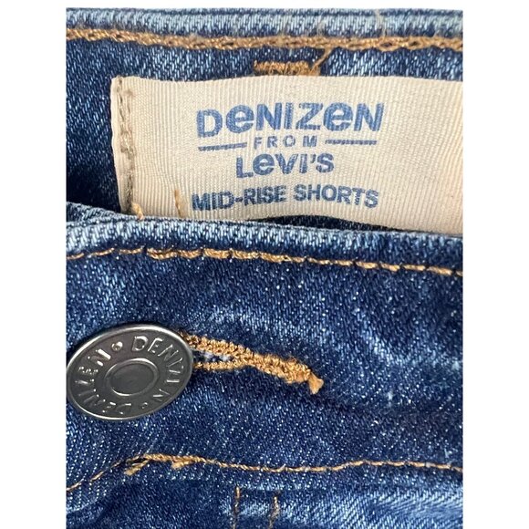 Denizen From Levis Mid-Rise Denim Shorts Sz 5 Blue Frayed Hem Distressed Casual - Picture 6 of 11